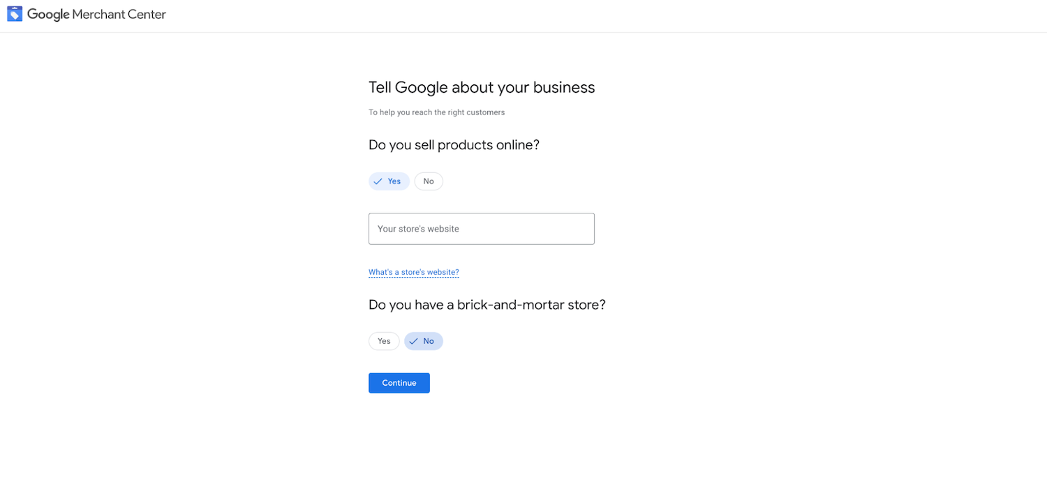 Google Merchant Centre screenshot 